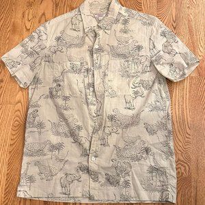 Wallace & Barnes - Safari Animal Print Short-Sleeved Lightweight Button-up Shirt